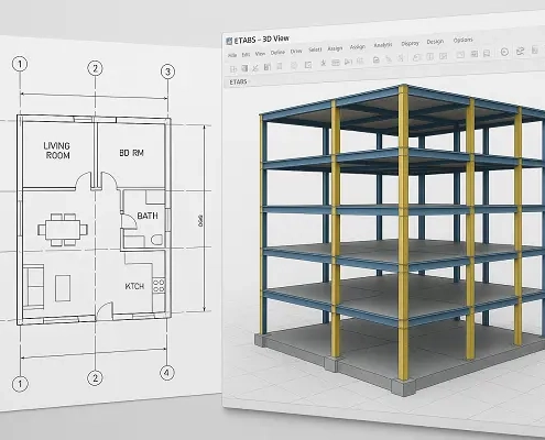 نقشه معماری و مدل سازه برای شروع طراحی